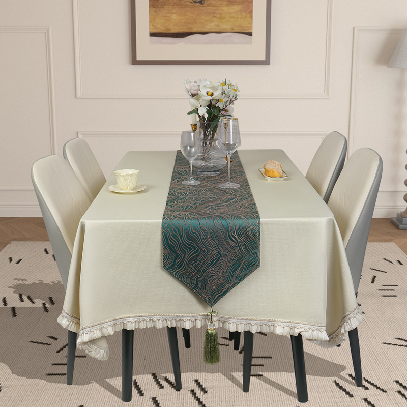 梦中情人餐桌布台布欧式长方形电视柜圆桌桌布酒店流苏茶几巾布艺