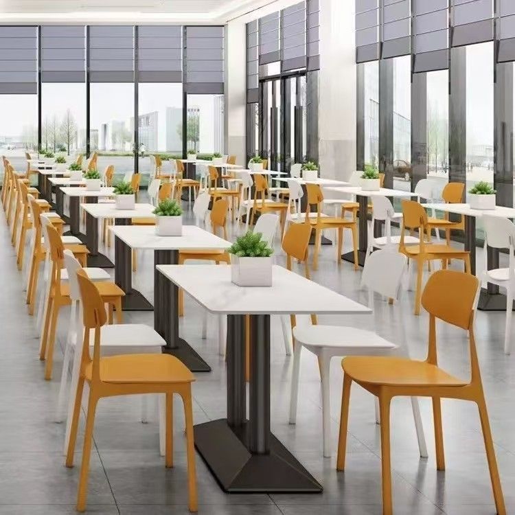 学校单位食堂餐桌椅小吃店面馆汉堡桌子咖啡厅岩板快餐桌椅组合无