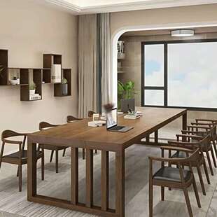 严选北欧原木全实木大书桌长工作台客厅化简约学习长条办公写字桌