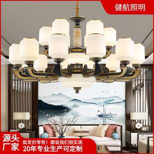 新中式复式楼大吊灯三层别墅大厅楼梯灯现代简约楼中楼中国风灯具