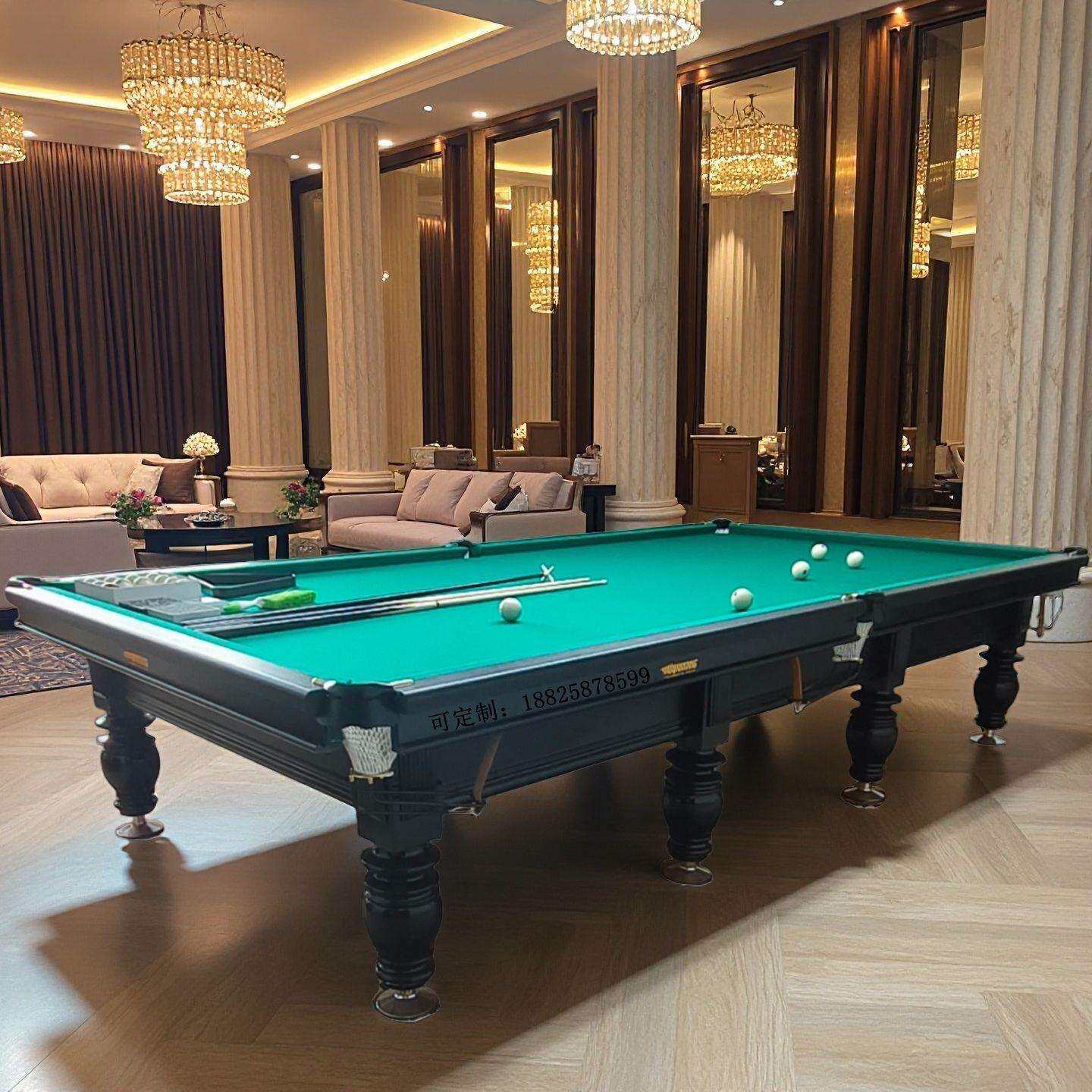 俄式台球桌标准型商用中式黑八青石板俄式桌球台俱乐部球桌台球
