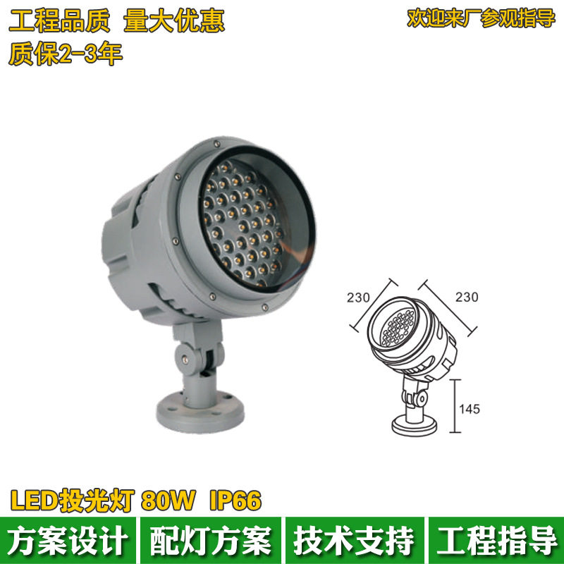 户外防水CREE科锐LED投光灯80W暖光投射灯照树灯洗墙灯套件外壳