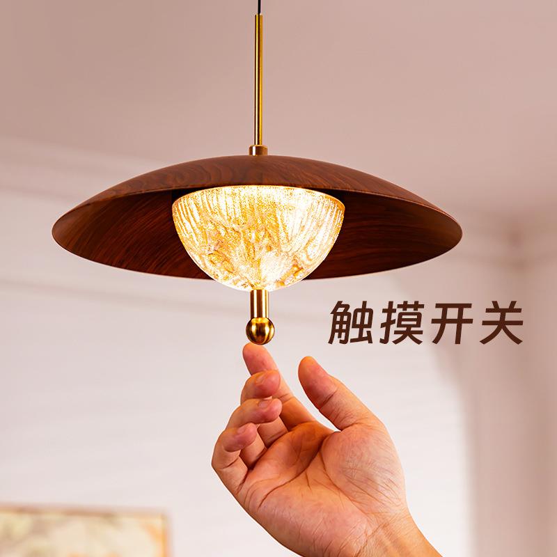 法式中古主卧室灯感复古温馨浪漫房间卧室床头灯木纹吧台餐厅吊灯