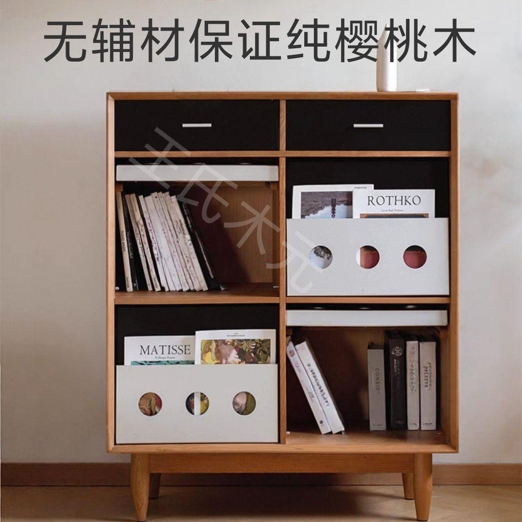 王氏木元四格橱柜小户型实木上翻门樱桃木储物柜收纳柜家用高端