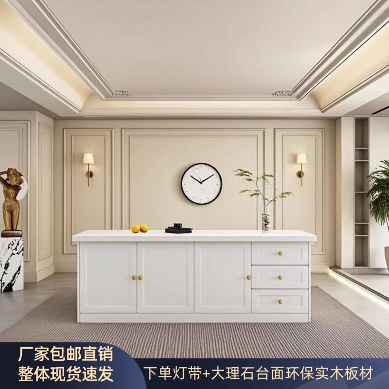 SJN现代轻奢吧台家用厨房岛台料理一体烘焙台开放式小户型中岛台