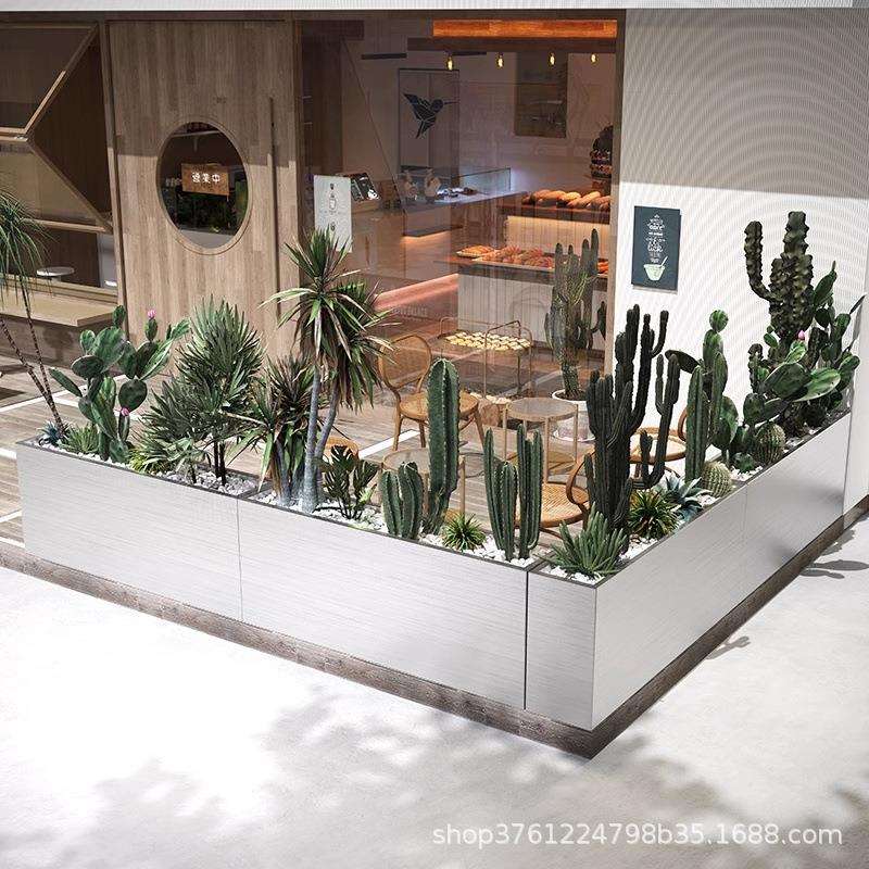 商业街不锈钢花箱简约花架组合花坛户外花槽市政售楼部外摆种植箱
