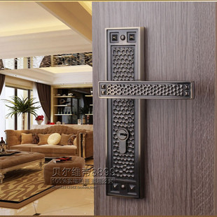 房门锁新中式防盗木门把手贝尔维帝欧式黑色锁静音球形锁通用锁具