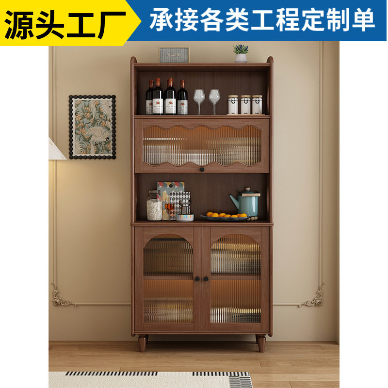 中古风木质餐边柜靠墙高柜酒柜橱柜家用餐厅茶水柜大容量储物柜