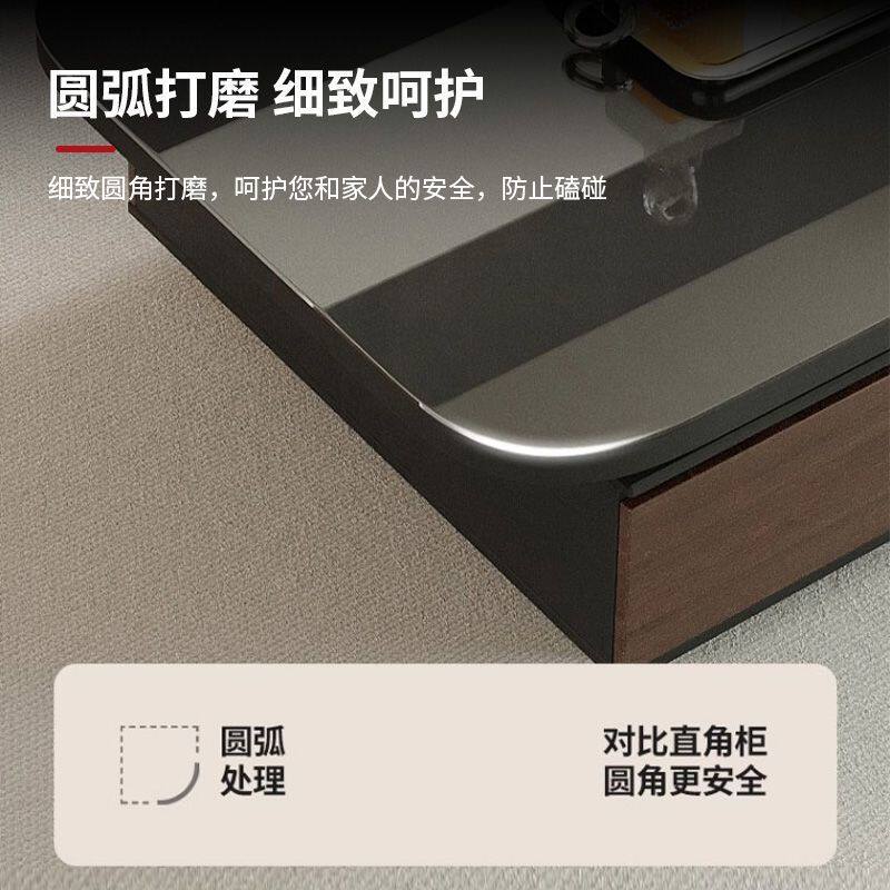电视柜茶几组合套装现代简约极简圆角客厅小户型落地柜实木储物柜