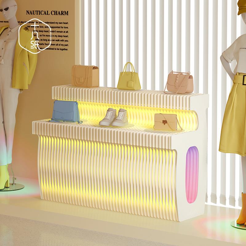 十八纸展架中岛展示台商用储物展示柜可折叠移动展台服装店摆台桌