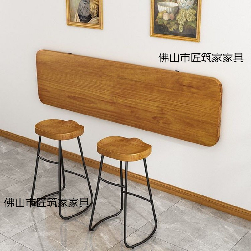 实木壁挂折叠吧台桌家用