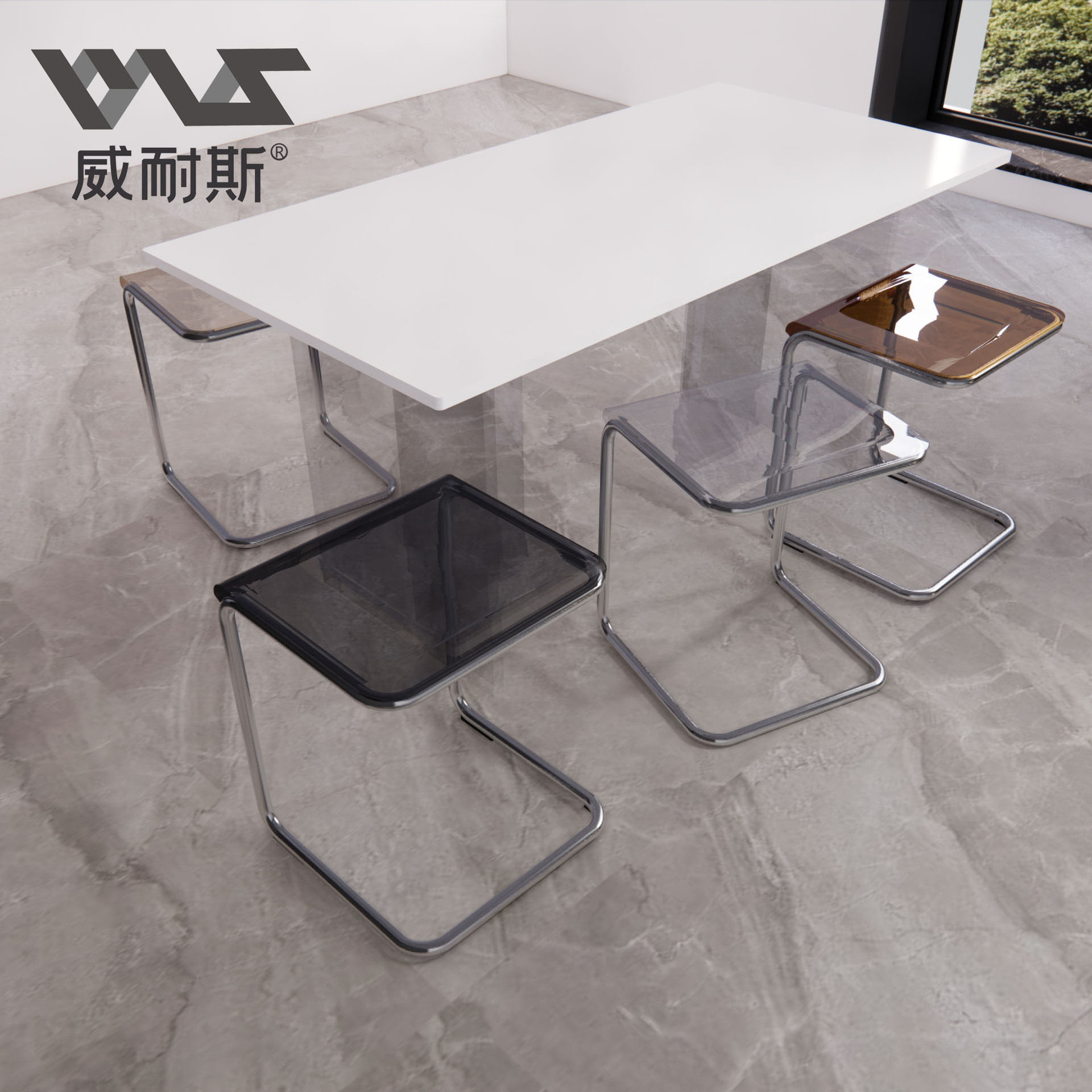 新品成品北欧现代亚克力简约悬浮凳透明ins椅家用金属餐椅茶几