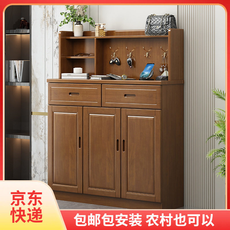 中式实木鞋柜客厅简约家用入户进门口收纳高柜储物柜防尘置物架