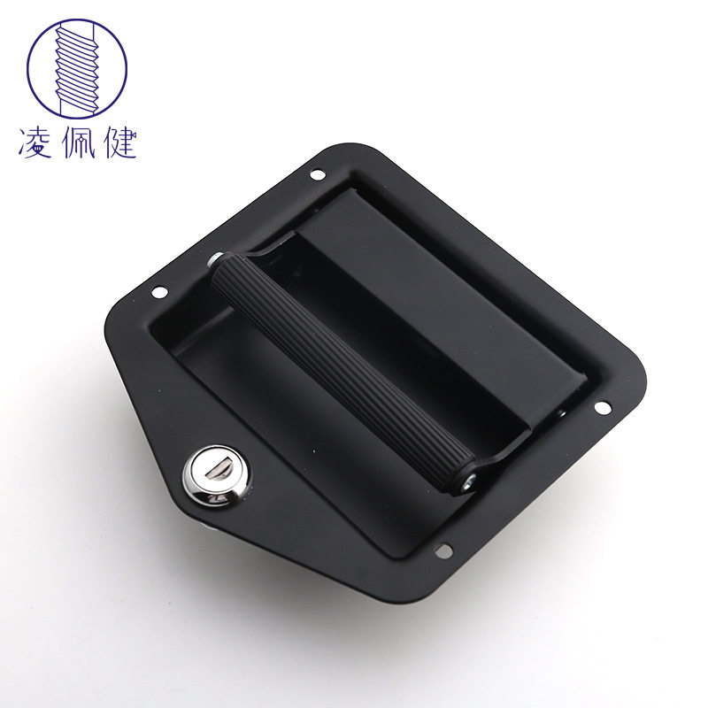 黑色拉手方形锁厢式汽车房车平面锁拖车面板碰锁集装箱门锁盒锁
