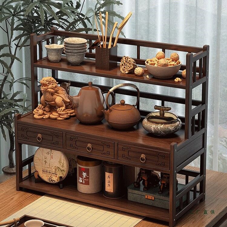 茶室茶具紫砂壶摆放架子桌上多层摆件展示架子中式桌面杯架博古架