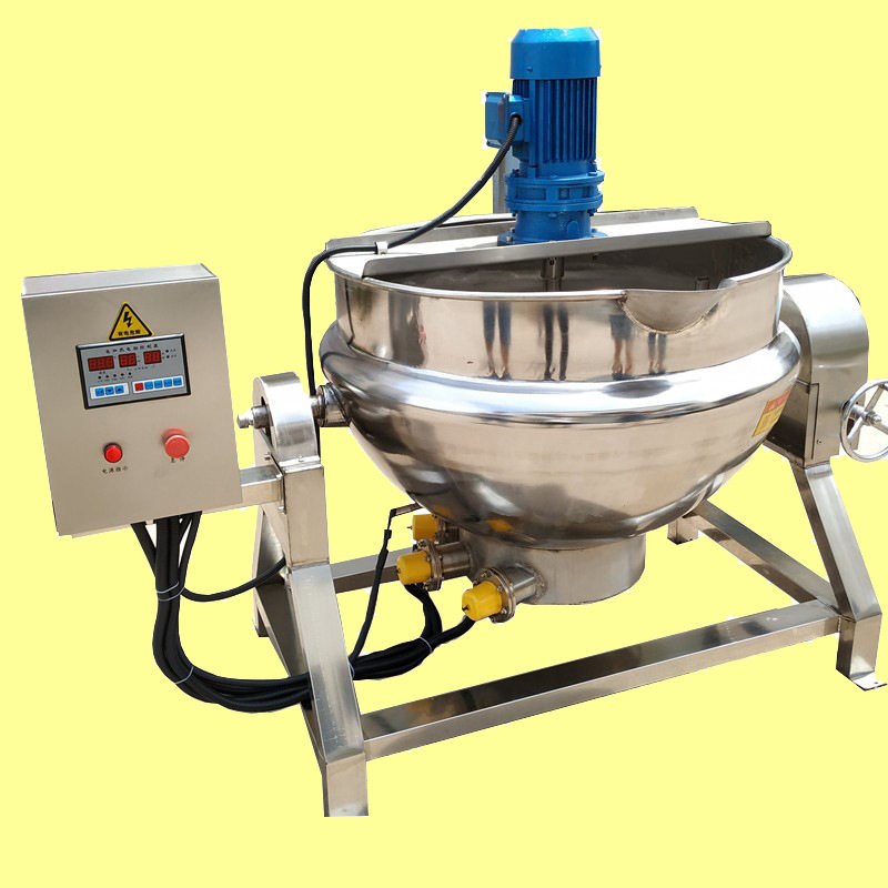 200斤熬豌豆凉粉机器 不锈钢自动搅拌可倾斜熬米豆腐设备 夹层锅