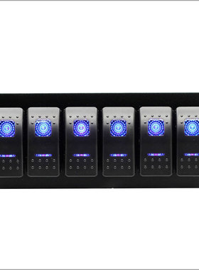 跨境 汽车房车面板开关 6位铝板面板开关 5P ON-OFF 双蓝灯开关