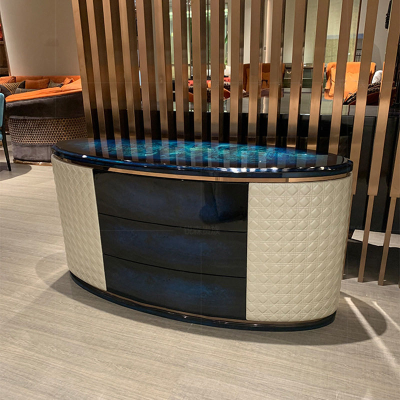 餐边柜玄关柜 后现代餐厅椭圆餐边柜门厅储物柜宾利BENTLEY