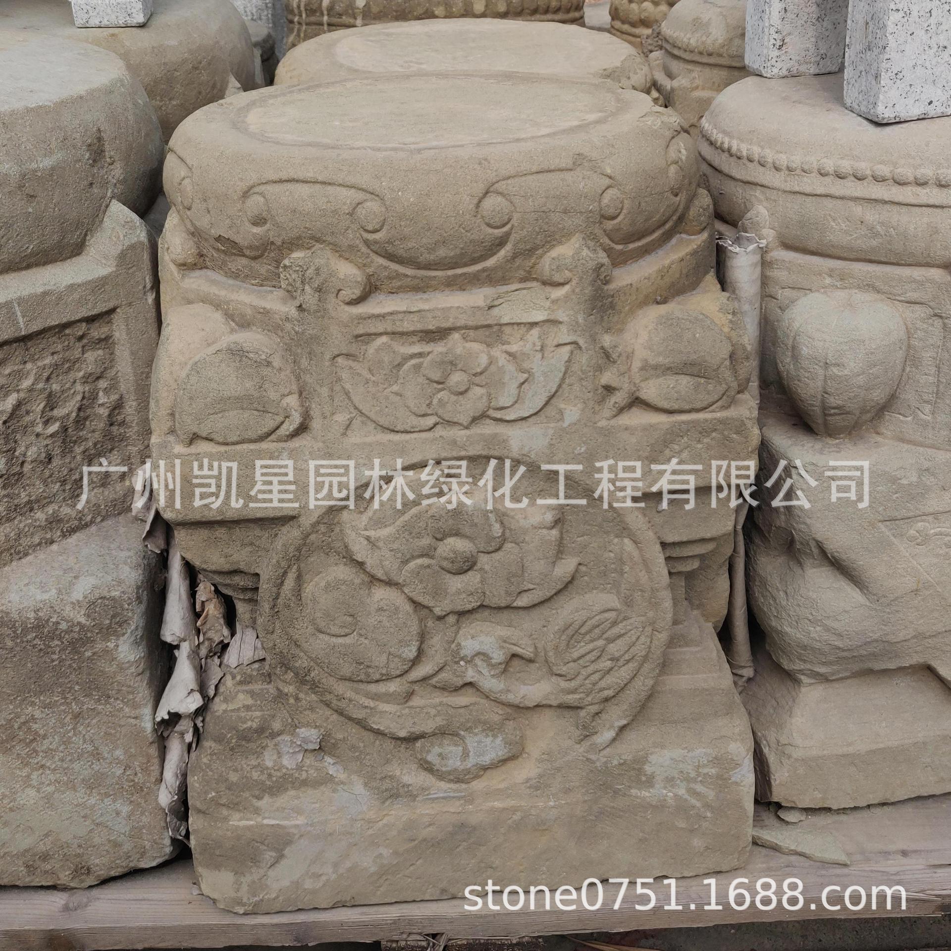 广州旧石板仿古石雕摆件
