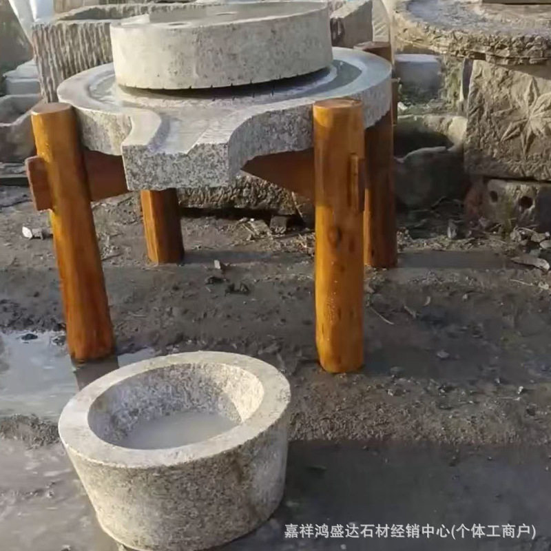 石雕石碾老石碾子老旧石器磨盘石磨老石头碾盘农村石碾子户外摆件