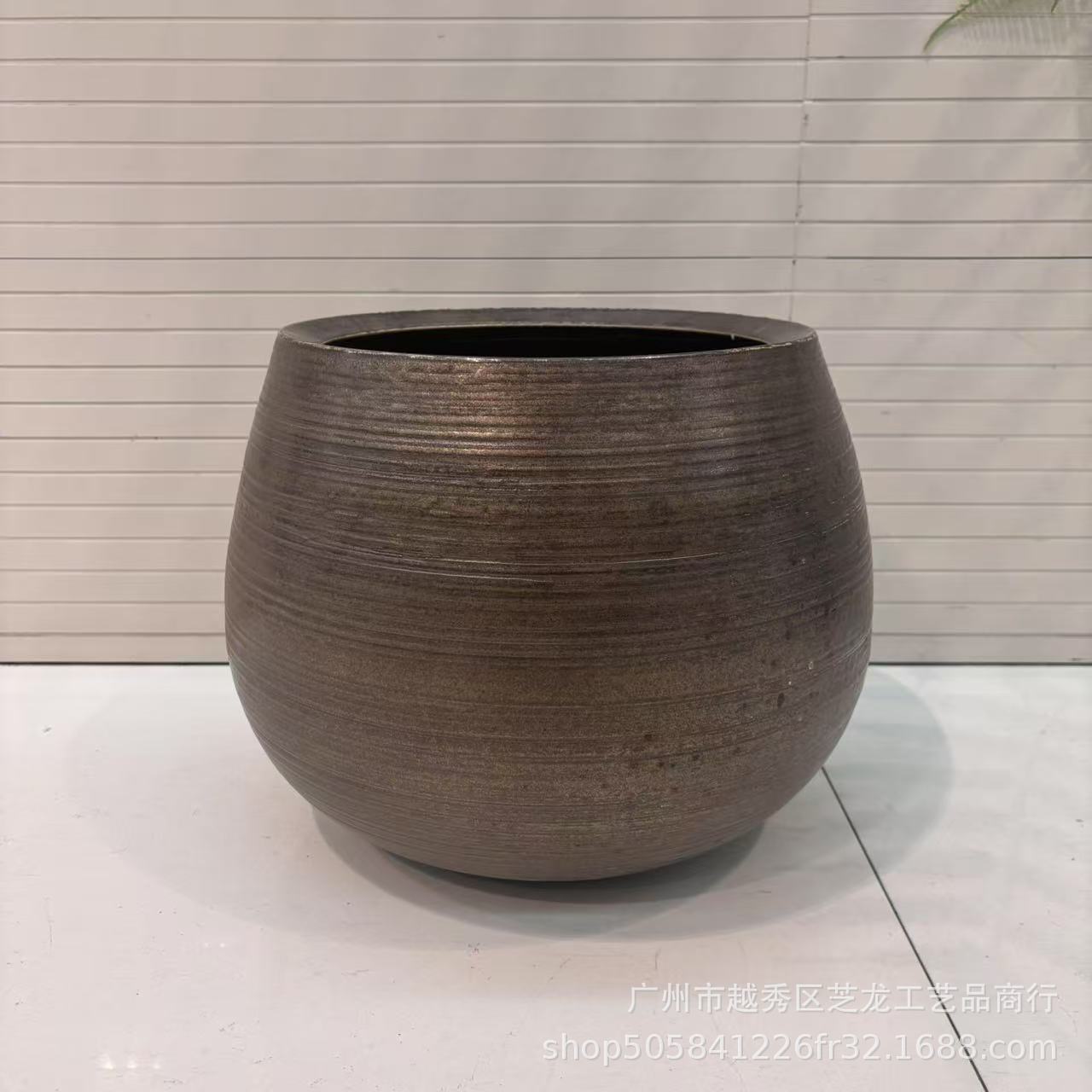 陶瓷落地花盆种植大口径缸盆古铜色花瓶庭院摆设客厅摆件装饰简约