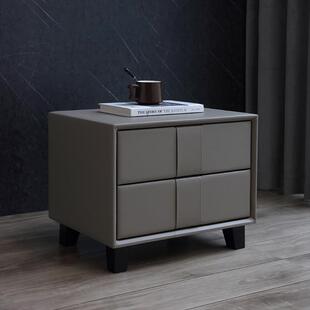 实木床头柜抽屉皮布床头柜随床面料皮色配套