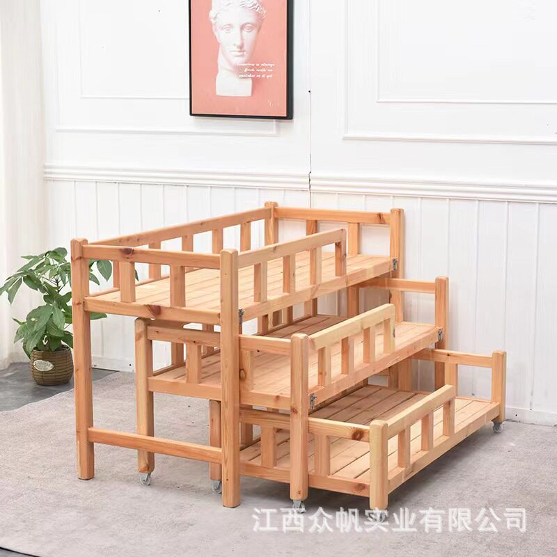 幼儿园床午睡三层四层推拉床实木抽屉式拖拉床多层午休午托床