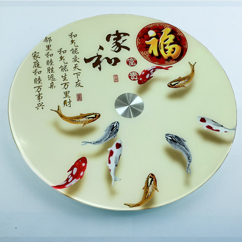 钢化玻璃转盘餐桌旋转桌面家用圆桌旋转圆盘饭桌隔热板辅助轮转盘