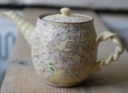 SHUNZAN俊山窑/京烧/色绘后把手茶壶反千口茶杯一壶两杯