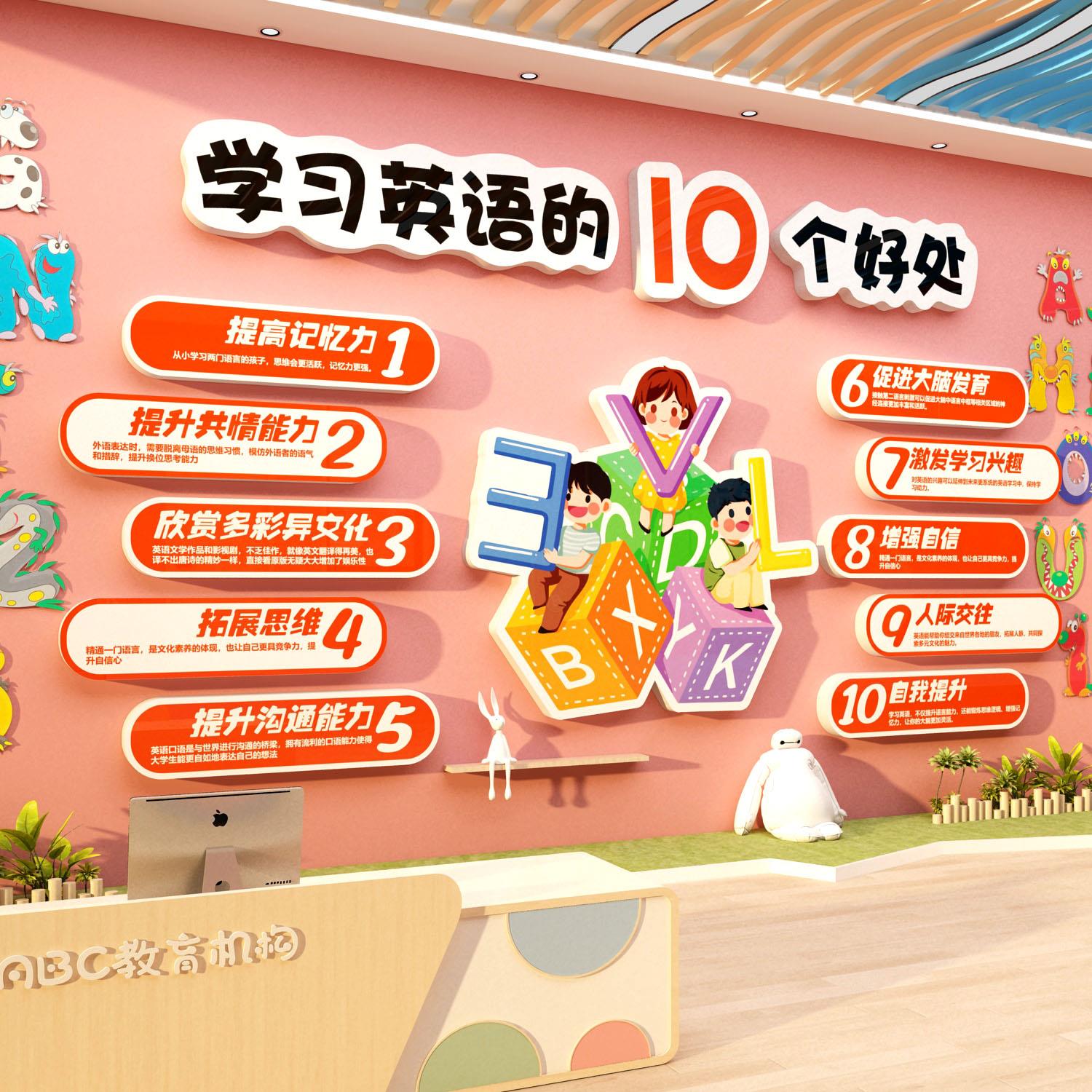 英语角教室布置装饰环创班级文化工作培训机构墙面贴纸幼儿园托管