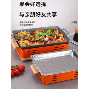 新款半天妖烤鱼炉商用餐厅不锈钢烤鱼盘牛蛙炉酒精纸包鱼不粘专用