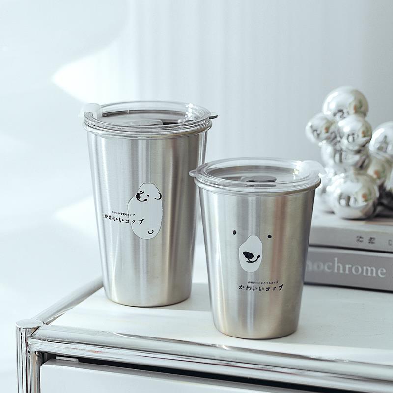 不锈钢杯子ins风随手杯带盖咖啡杯外带女男办公室喝水杯生日礼品