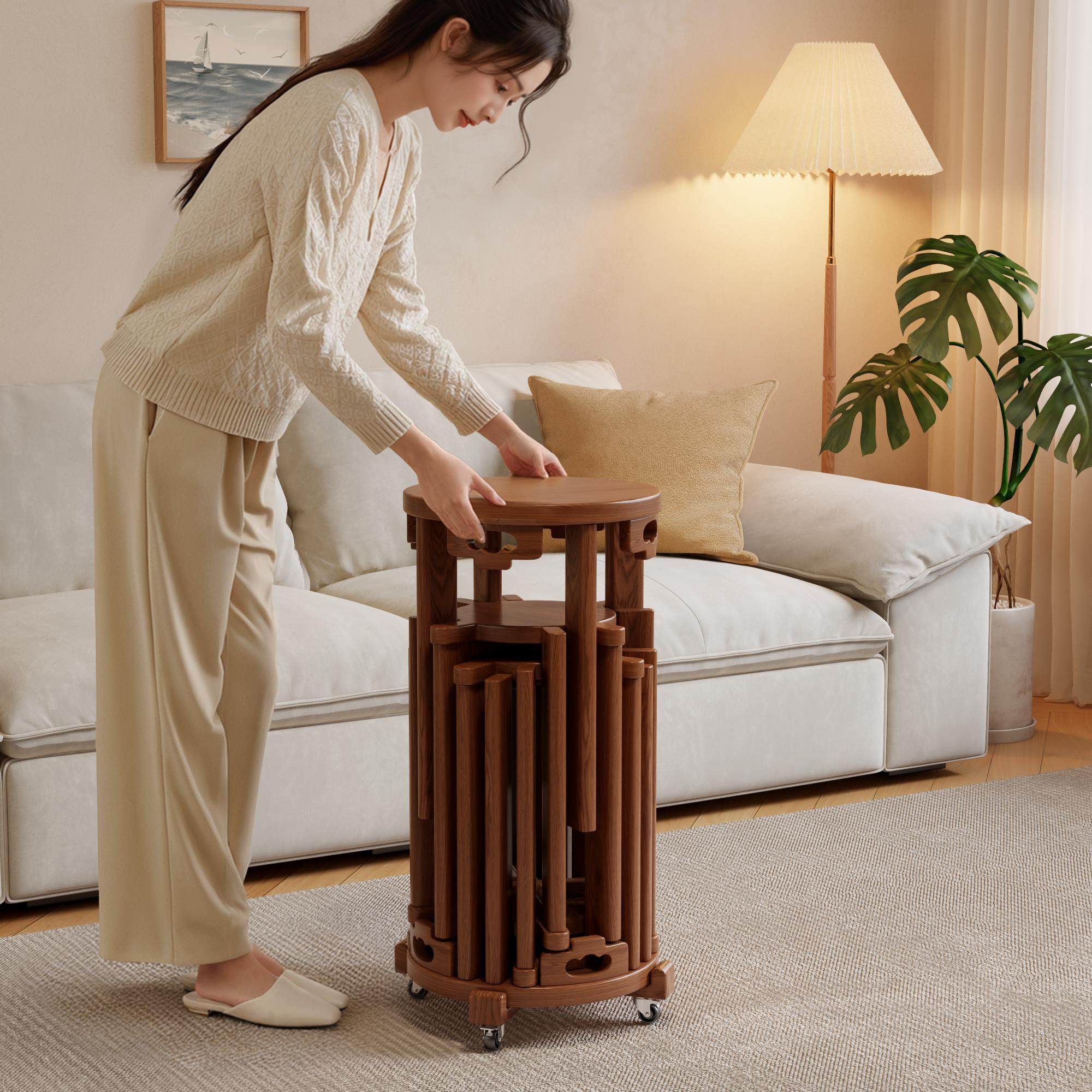 实木圆凳子茶几家用可叠放堆叠凳不占空间收纳凳子六合一叠叠乐,住宅家具,其它凳子,淘宝优惠券,粉丝福利购,淘宝优惠卷