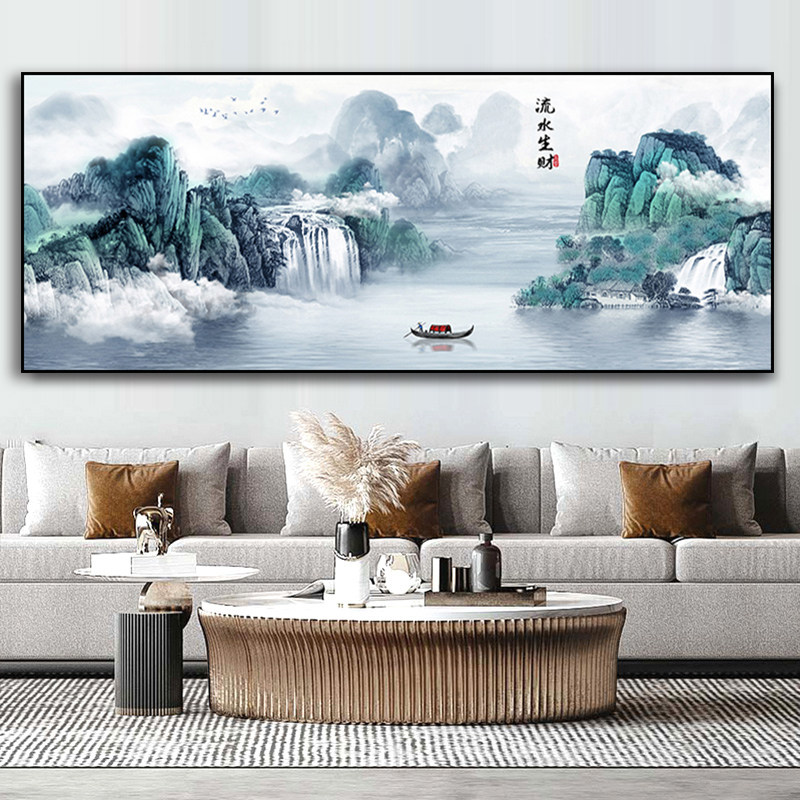 流水生财钻石画客厅满钻2021新款砖石秀钻石贴十字绣山水风景大画