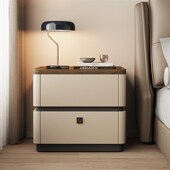 三梦智能实木床头柜带锁家用卧室轻奢高级感2025新款 小型床边柜子
