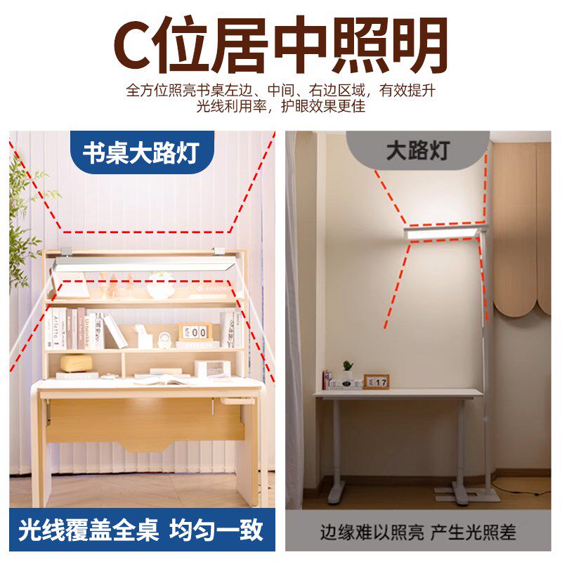 台灯壁挂式长条儿童护眼学习专用全光谱书桌大路灯柜板夹式防近视