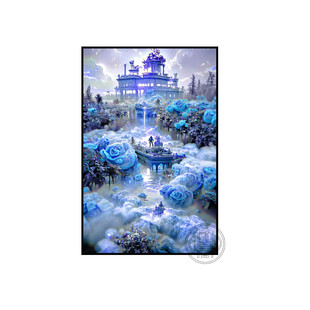 精选蓝色妖姬5d立体钻石画满钻玄关卧室贴钻十字绣梦幻风景手工砖
