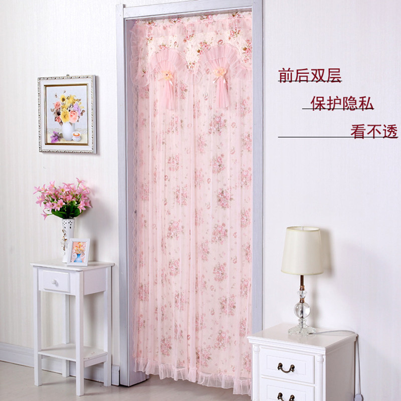 四季家用门帘布艺卧室蕾丝防蚊沙帘厨房卫生间隔断帘装饰帘子定制