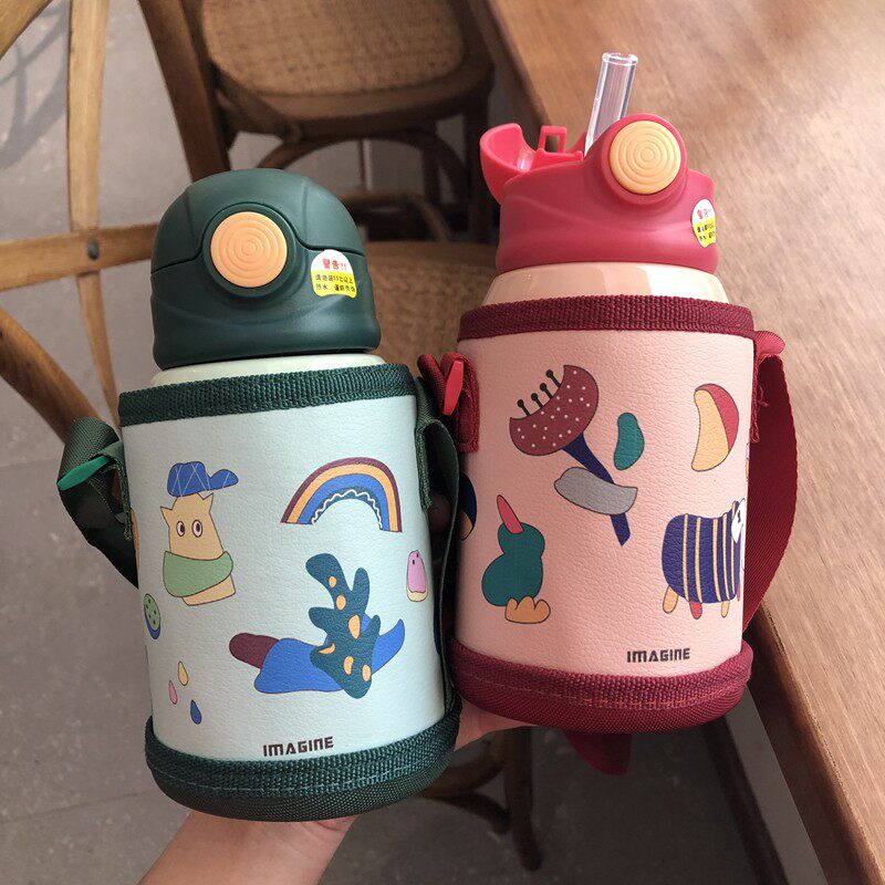 精选儿童保温杯带吸管两用小孩上学卡通直饮水壶幼儿园男女童新款