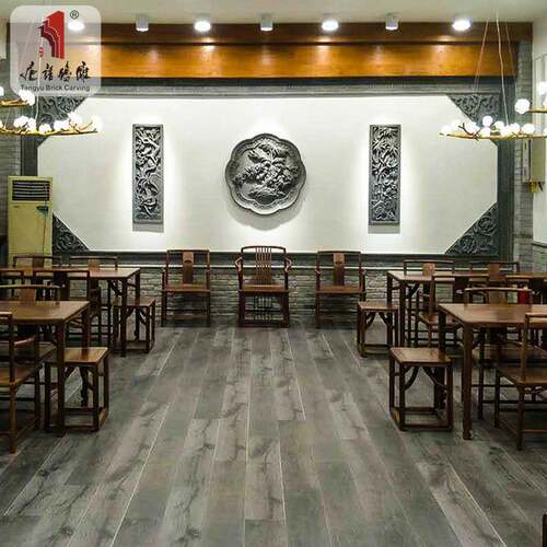 青砖老砖雕仿古浮雕画中式影壁墙照壁装饰1m鸳鸯戏荷天祝富贵
