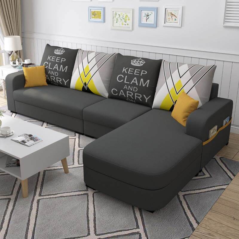 北欧风布艺沙发现代简约小户型客厅组合可拆洗三人科技布客厅沙发