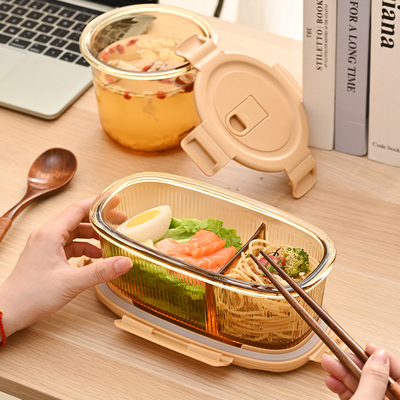 上班族加高玻璃饭盒微波炉加热