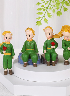 小王子玫瑰手办小蛋糕办公室摆件树脂工艺装饰品拍照摆件