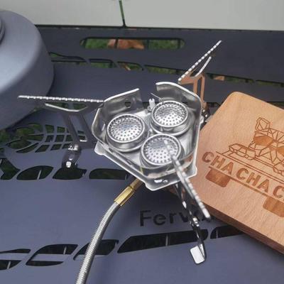 户外便携三头炉野炊登山防风炉头野营装备猛火气炉自驾游车载炉具