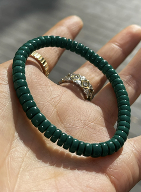 精品绿松石手串直切隔片药片单圈天然高瓷玉化料6-8mm男女款现货