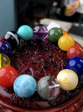 多宝手串转运珠蜜蜡南红和田玉青金石绿幽灵紫水晶舒俱来石手链