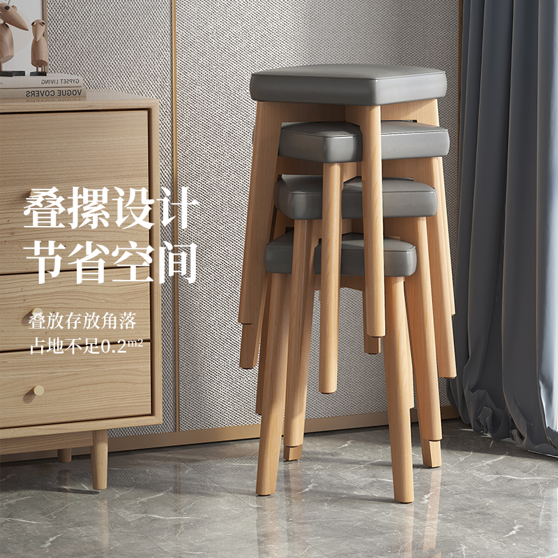 实木凳子化妆凳女生卧室家用轻奢梳妆台椅子美甲方凳软包简约板凳