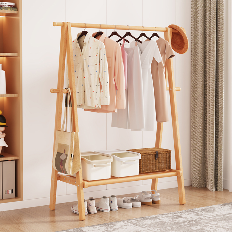 实木挂衣架衣帽架落地喜家派简约