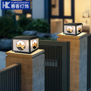 太阳能柱头灯户外防水室外别墅围墙院子农村大门口柱子灯超亮庭院