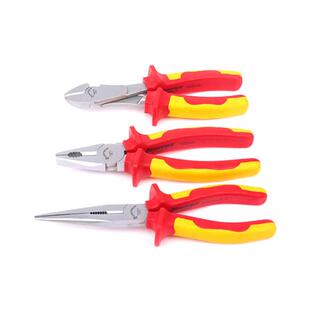 尖嘴钳钢丝钳斜嘴钳VDE认证S046001 工具3件套绝缘钳套装